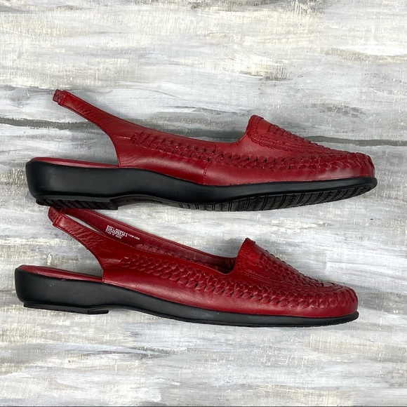 Classic Elements Brick Red Leather Slingback Flats “Hudson” Casual Sandal In Box - Picture 11 of 15